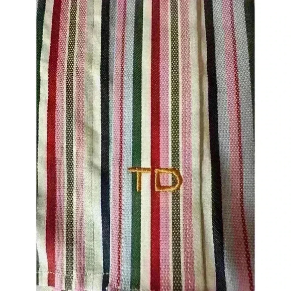 TD Thomas Dean Mens XL Designer Shirt Stripped Long Sleeve Shirt w/Flip Cuff - Picture 5 of 10